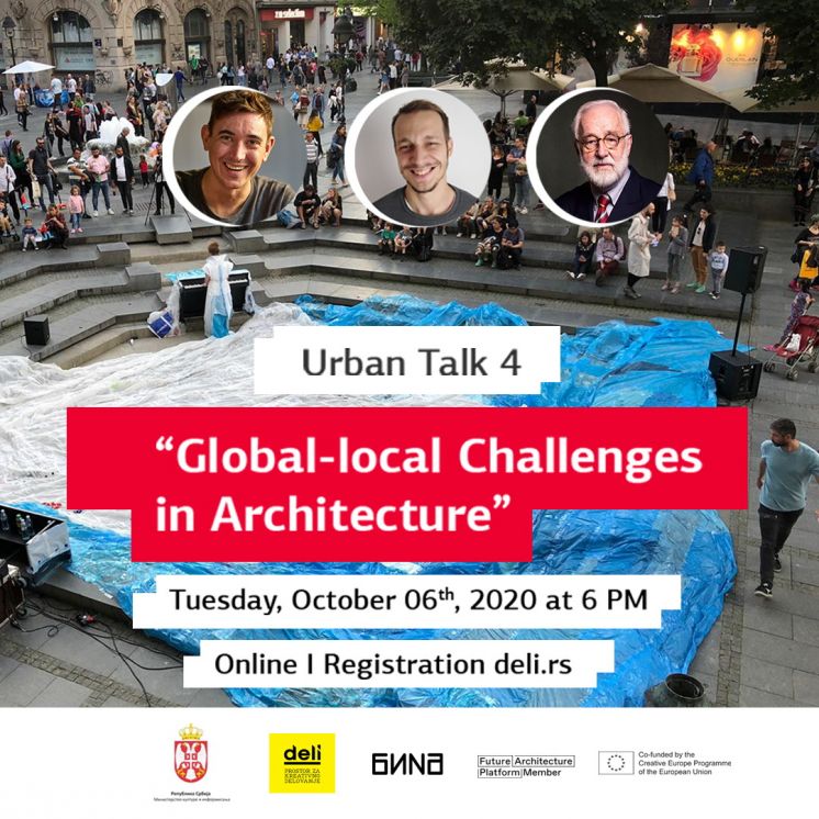 BINA &amp; PLATFORMA BUDUĆNOST ARHITEKTURE / Razgovori o gradu - Urban Talks / Maj - Oktobar 2020  PROGRAM KREATIVNA EVROPA 2018/2021
